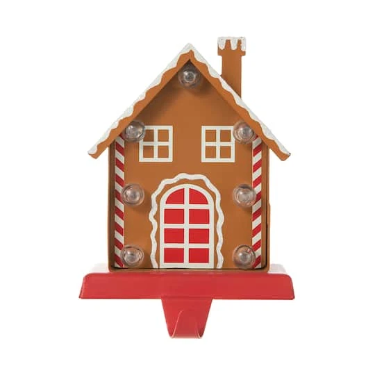 Glitzhome® 6.75'' Marquee LED Gingerbread House Metal Christmas Stocking Holder 10 Glitzhome® 6.75'' Marquee LED Gingerbread House Metal Christmas Stocking Holder - Image 8