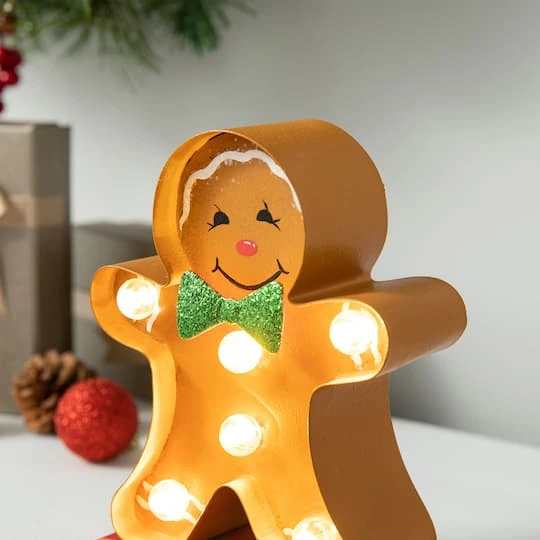 Glitzhome® 7.25'' Marquee LED Gingerbread Man Christmas Stocking Holder 8 Glitzhome® 7.25'' Marquee LED Gingerbread Man Christmas Stocking Holder - Image 6