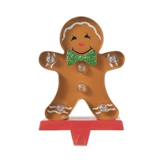 Glitzhome® 7.25'' Marquee LED Gingerbread Man Christmas Stocking Holder 10 Glitzhome® 7.25'' Marquee LED Gingerbread Man Christmas Stocking Holder - Image 8