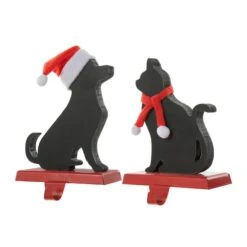 Glitzhome® Cat & Dog Metal Christmas Stocking Holder Set 12 Glitzhome® Cat & Dog Metal Christmas Stocking Holder Set -Michaels X-Mas Decor D652345S 1 1