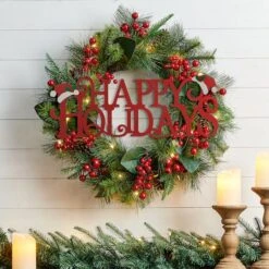Glitzhome® 24'' HAPPY HOLIDAYS Metal Christmas Wall Décor -Michaels X-Mas Decor D652347S 2