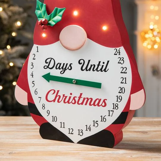 Glitzhome® 15'' Lighted Wooden Christmas Gnome Countdown Calendar 7 Glitzhome® 15'' Lighted Wooden Christmas Gnome Countdown Calendar - Image 5