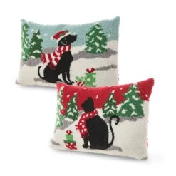 Glitzhome® Hooked Christmas Cat & Dog Pillows, 2ct. -Michaels X-Mas Decor D652354S 4