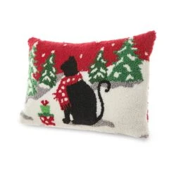 Glitzhome® Hooked Christmas Cat Pillow 15 Glitzhome® Hooked Christmas Cat Pillow -Michaels X-Mas Decor D652355S 5