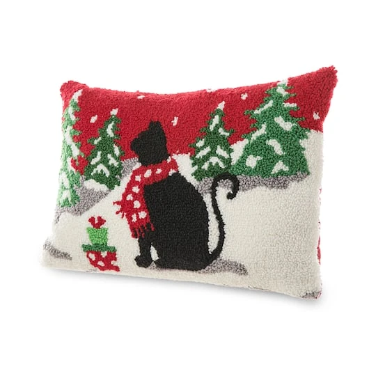 Glitzhome® Hooked Christmas Cat Pillow 8 Glitzhome® Hooked Christmas Cat Pillow - Image 6