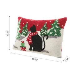 Glitzhome® Hooked Christmas Cat Pillow 16 Glitzhome® Hooked Christmas Cat Pillow -Michaels X-Mas Decor D652355S 6