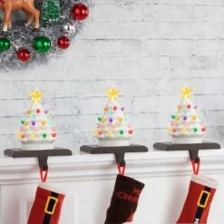 White Tree Illuminated Stocking Hanger -Michaels X-Mas Decor D657835S 3