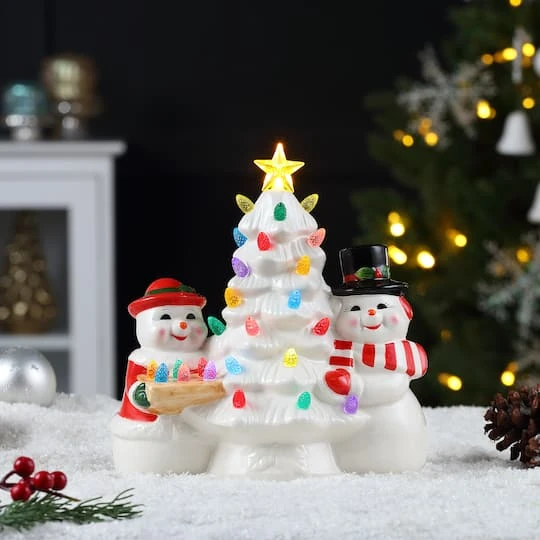 9.25" Mr. & Mrs. Snowman Nostalgic Tree 5 9.25" Mr. & Mrs. Snowman Nostalgic Tree - Image 3
