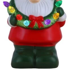 Ceramic LED Gnome With Wreath Ornament -Michaels X-Mas Decor D657859S 3