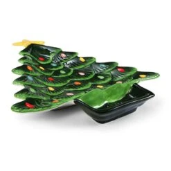 14" Green Tree Platter With Dip Section 8 14" Green Tree Platter With Dip Section -Michaels X-Mas Decor D657900S 2
