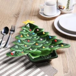 14" Green Tree Platter With Dip Section 9 14" Green Tree Platter With Dip Section -Michaels X-Mas Decor D657900S 3