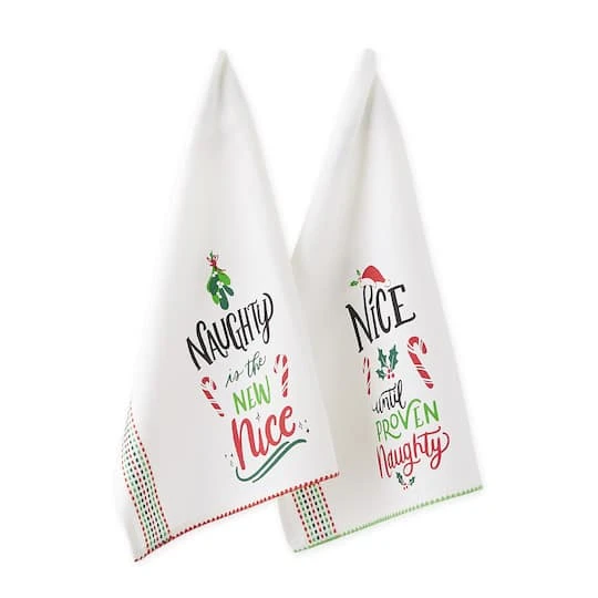 DII® Naughty Nice Printed Dishtowel Set 4 DII® Naughty Nice Printed Dishtowel Set - Image 2