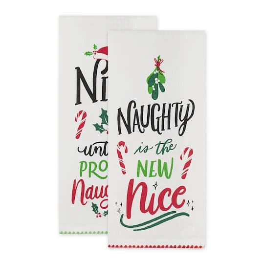 DII® Naughty Nice Printed Dishtowel Set 6 DII® Naughty Nice Printed Dishtowel Set - Image 4