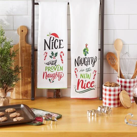 DII® Naughty Nice Printed Dishtowel Set 8 DII® Naughty Nice Printed Dishtowel Set - Image 6