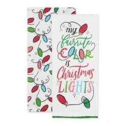 DII® Christmas Lights Printed Dishtowel Set -Michaels X-Mas Decor D658336S 2