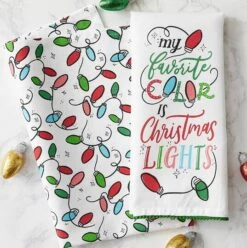 DII® Christmas Lights Printed Dishtowel Set -Michaels X-Mas Decor D658336S 4