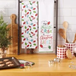 DII® Christmas Lights Printed Dishtowel Set -Michaels X-Mas Decor D658336S 5