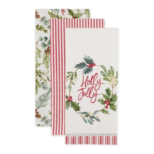 DII® Holly Jolly Sprigs Dishtowel Set 6 DII® Holly Jolly Sprigs Dishtowel Set - Image 4