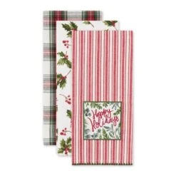 DII® Happy Holidays Dishtowel Set -Michaels X-Mas Decor D658341S 2