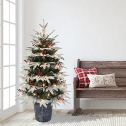 4.5ft. Pre-Lit Halifax Fir Artificial Potted Christmas Tree, Clear Lights -Michaels X-Mas Decor D659636S 3