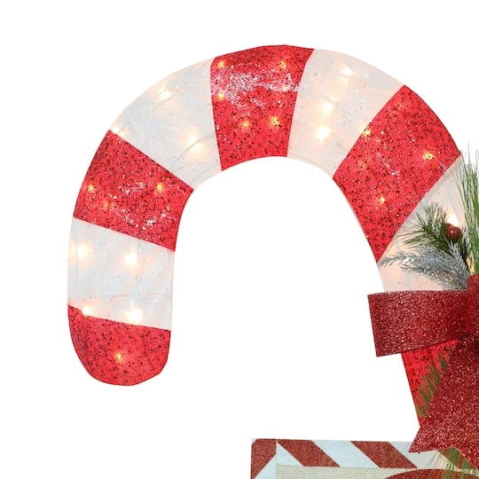 52" Pre-Lit Mesh Candy Cane Pair 5 52" Pre-Lit Mesh Candy Cane Pair - Image 3