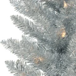 6ft. Pre-Lit Silver Tinsel Artificial Christmas Tree, Clear Lights -Michaels X-Mas Decor D659649S 2