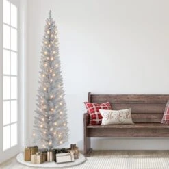 6ft. Pre-Lit Silver Tinsel Artificial Christmas Tree, Clear Lights -Michaels X-Mas Decor D659649S 3