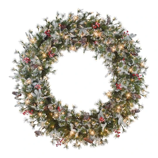 48" Pre-Lit Glittery Wreath 3 48" Pre-Lit Glittery Wreath