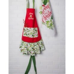 DII® Merry Kissmas Ruffle Apron 11 DII® Merry Kissmas Ruffle Apron -Michaels X-Mas Decor D659918S 3
