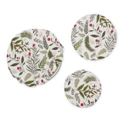 DII® Holiday Sprigs Print Dish Cover Set, 3ct. -Michaels X-Mas Decor D660555S 2