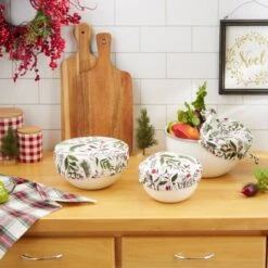DII® Holiday Sprigs Print Dish Cover Set, 3ct. -Michaels X-Mas Decor D660555S 5