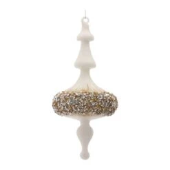 Melrose 6ct. 8" White, Gold & Silver Glass Finial Ornaments 8 Melrose 6ct. 8" White, Gold & Silver Glass Finial Ornaments -Michaels X-Mas Decor D660788S 2