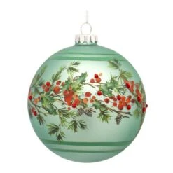 Melrose 6ct. 5" Pine & Berry Glass Ball Ornaments -Michaels X-Mas Decor D660796S 2