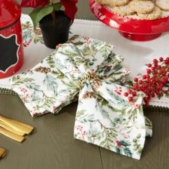 DII® Heritage Holiday Sprigs Printed Napkin Set, 4ct. -Michaels X-Mas Decor D662317S 5