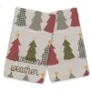 Sweater Weather Cream Tree Pattern Tea Towel Set -Michaels X-Mas Decor D662390S 1
