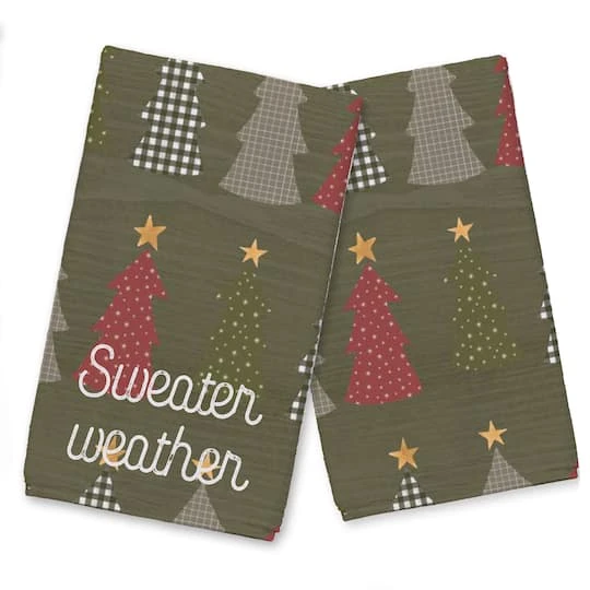 Sweater Weather Green Tree Pattern Tea Towel Set 3 Sweater Weather Green Tree Pattern Tea Towel Set