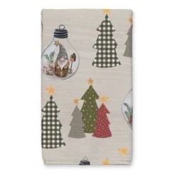 Good Tidings Cream Tree & Globe Pattern Tea Towel Set -Michaels X-Mas Decor D662394S 3