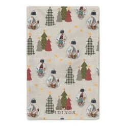 Good Tidings Cream Tree & Globe Pattern Tea Towel Set -Michaels X-Mas Decor D662394S 4