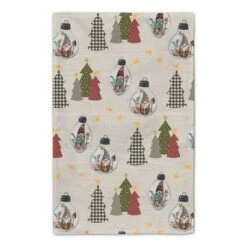 Good Tidings Cream Tree & Globe Pattern Tea Towel Set -Michaels X-Mas Decor D662394S 5