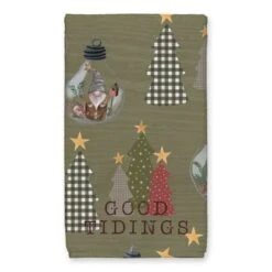 Good Tidings Green Tree & Globe Pattern Tea Towel Set 10 Good Tidings Green Tree & Globe Pattern Tea Towel Set -Michaels X-Mas Decor D662395S 2