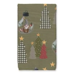 Good Tidings Green Tree & Globe Pattern Tea Towel Set 11 Good Tidings Green Tree & Globe Pattern Tea Towel Set -Michaels X-Mas Decor D662395S 3