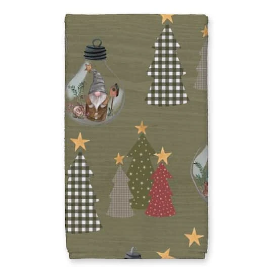 Good Tidings Green Tree & Globe Pattern Tea Towel Set 6 Good Tidings Green Tree & Globe Pattern Tea Towel Set - Image 4