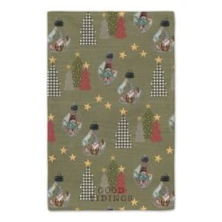 Good Tidings Green Tree & Globe Pattern Tea Towel Set 12 Good Tidings Green Tree & Globe Pattern Tea Towel Set -Michaels X-Mas Decor D662395S 4