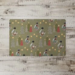 Green Tree & Globe Pattern Floor Mat -Michaels X-Mas Decor D662408S 2