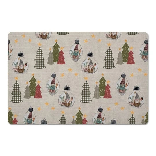 Cream Tree & Globe Pattern Floor Mat 3 Cream Tree & Globe Pattern Floor Mat