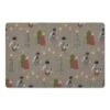 Gray Tree & Globe Pattern Floor Mat