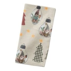 Cream Tree & Globe Pattern Cotton Twill Napkin -Michaels X-Mas Decor D662419S 2