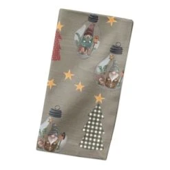 Gray Tree & Globe Pattern Cotton Twill Napkin 8 Gray Tree & Globe Pattern Cotton Twill Napkin -Michaels X-Mas Decor D662420S 2