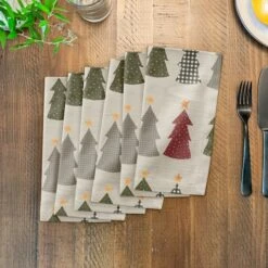 Cream Tree Pattern Cotton Twill Napkin -Michaels X-Mas Decor D662424S 3