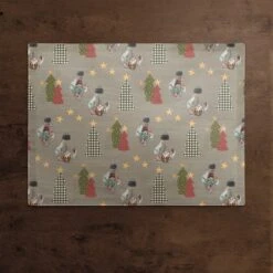 Gray Tree & Globe Pattern Cotton Twill Placemat -Michaels X-Mas Decor D662440S 2
